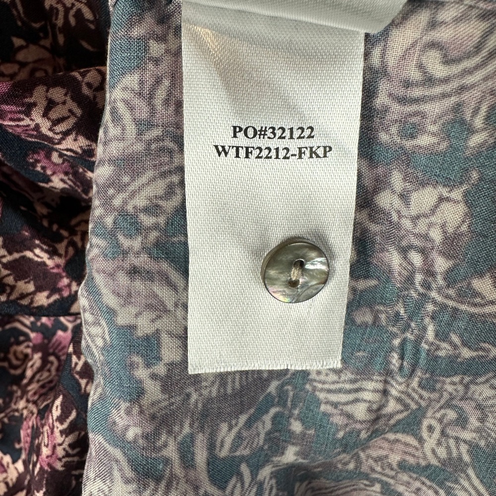 Faherty Brand Willa Top Purple Floral Paisley Blouse Boho Top XXS WTF2212-FKP - Picture 5 of 9